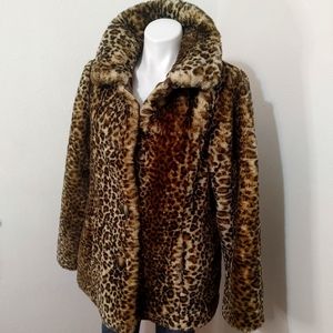 LEOPARD PRINT Faux Fur Liz Claiborne Coat sz. M